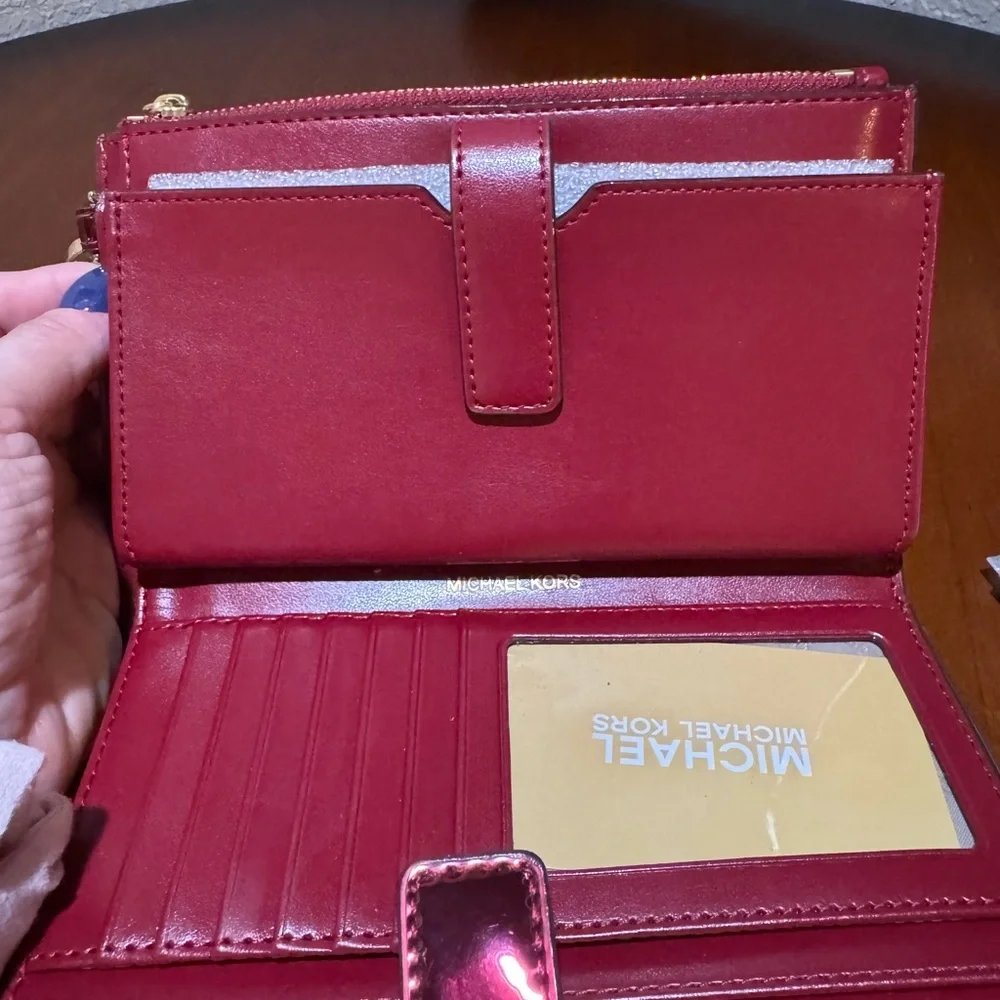 NWT MICHAEL Michael Kors Metallic Red Clutch - Picture 4 of 12